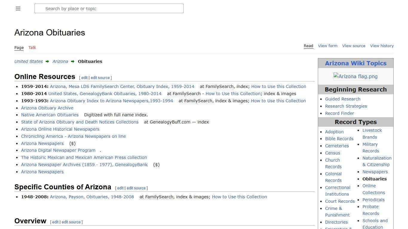 Arizona Obituaries • FamilySearch
