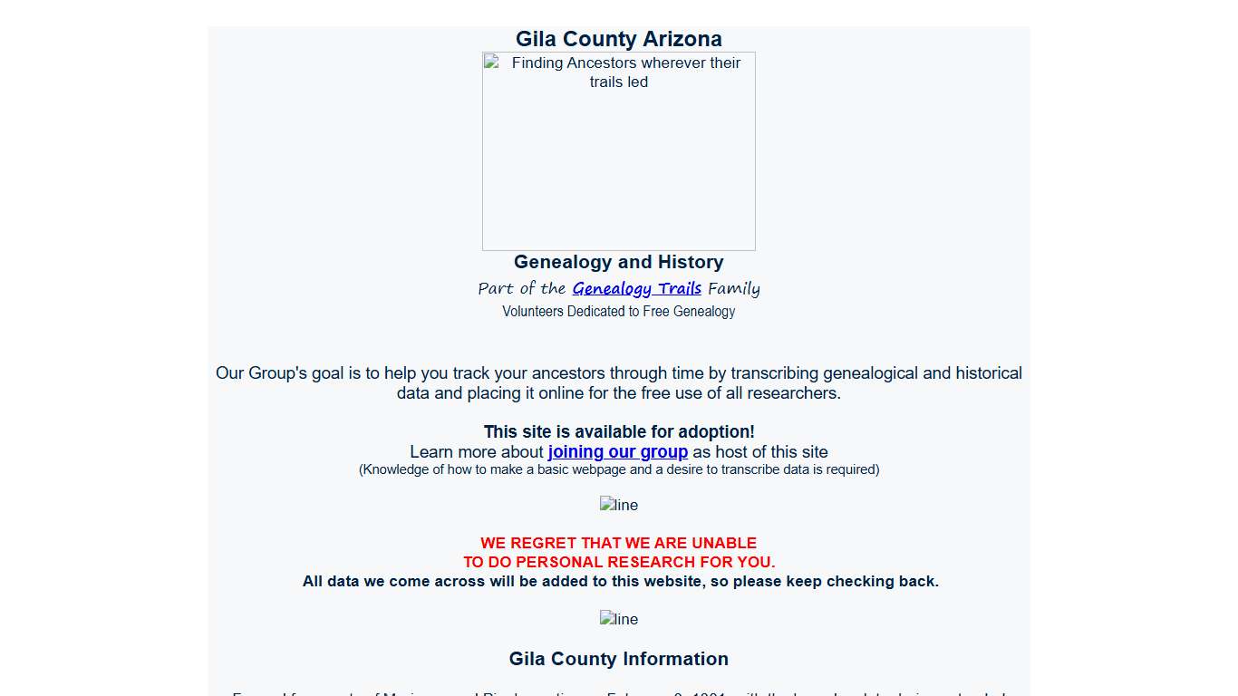 Free Records for Family Researching in Gila County, Arizona