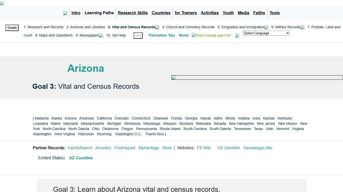 Vital/Census: Arizona, Goal 3