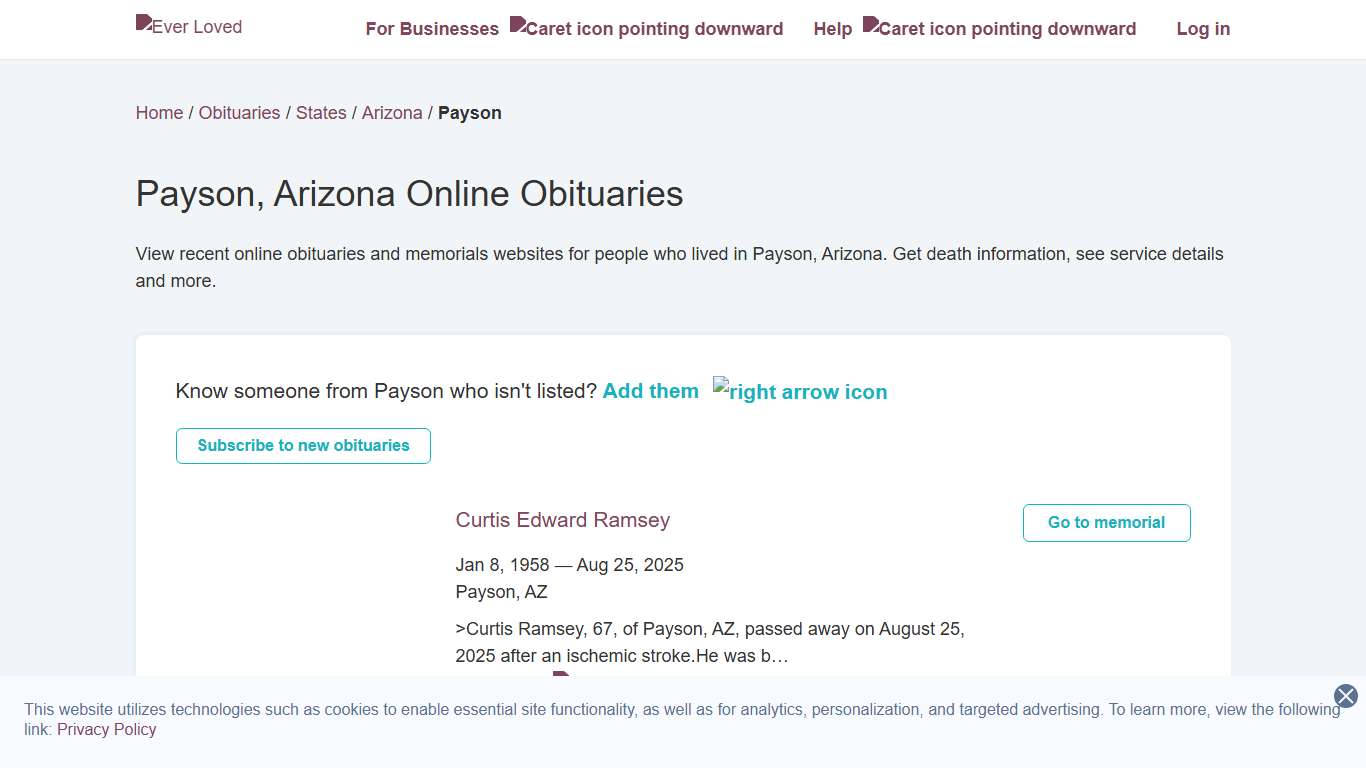 Payson, Arizona Online Obituaries Ever Loved